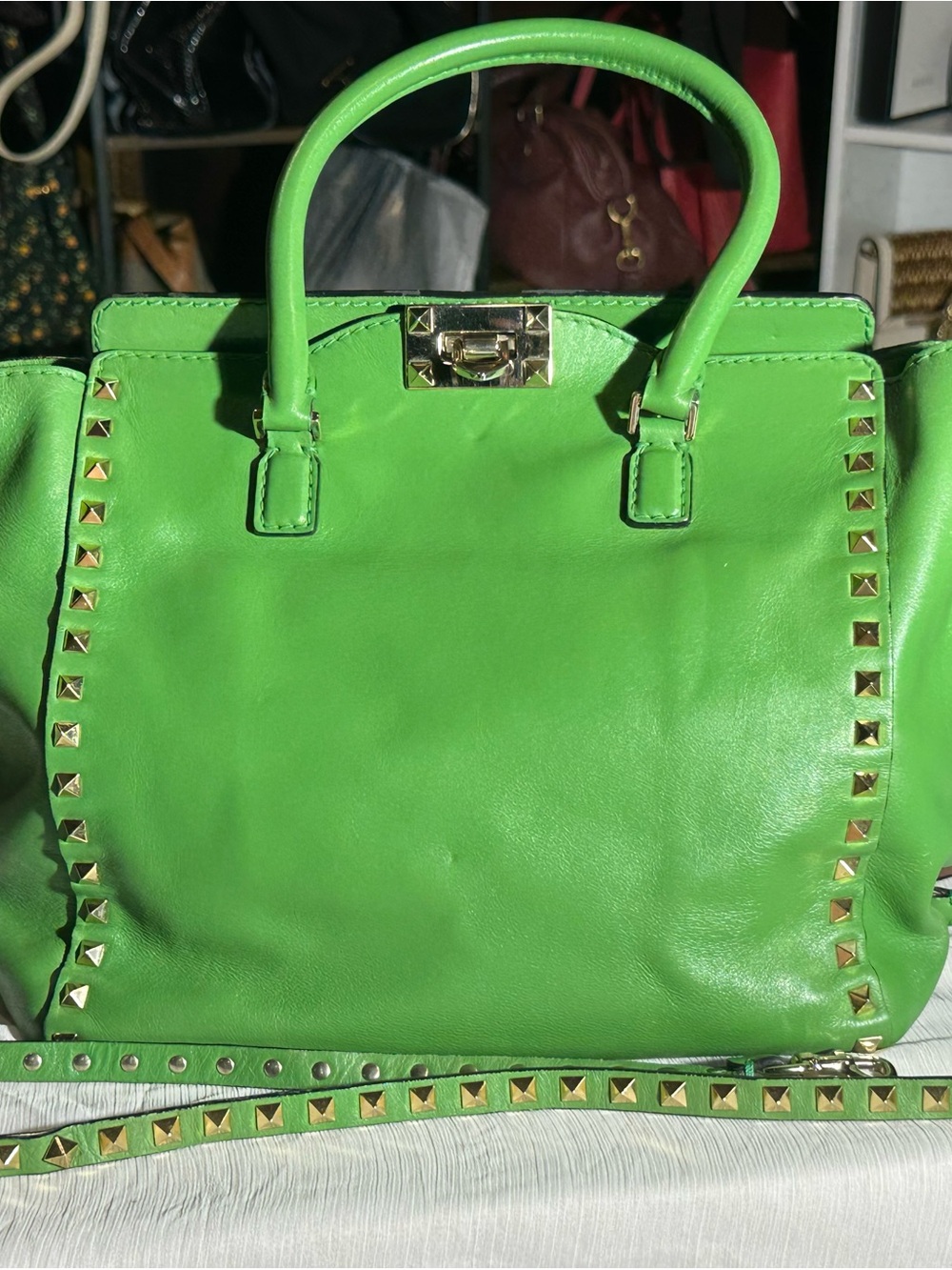 Valentino Green Studded Top-Handle Tote - Unbranded
